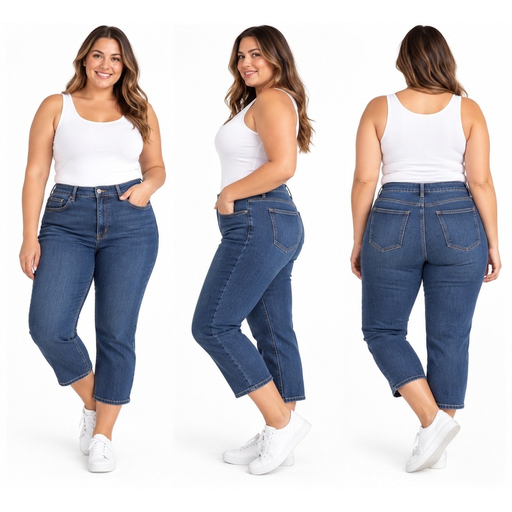 Time and Tru Womens XXXL 22 High Rise Jegging Capri Jeans Dark Wash Stretch NWT